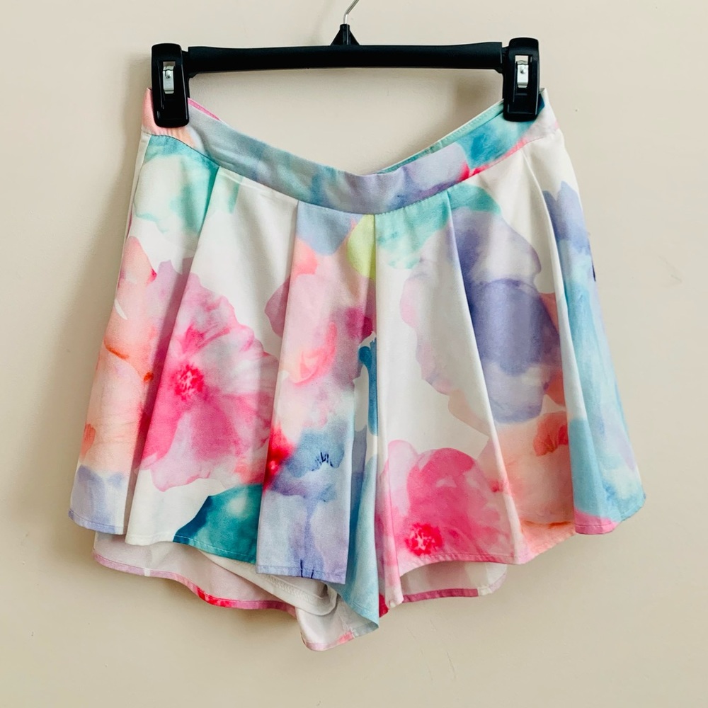 Multi-Colored Flowy Flower Shorts